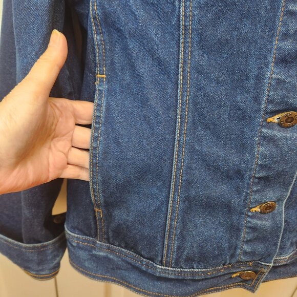 [L] Cleo Cotton Denim Jacket with 4 Pockets Women's Size Large Button Front - Picture 5 of 14